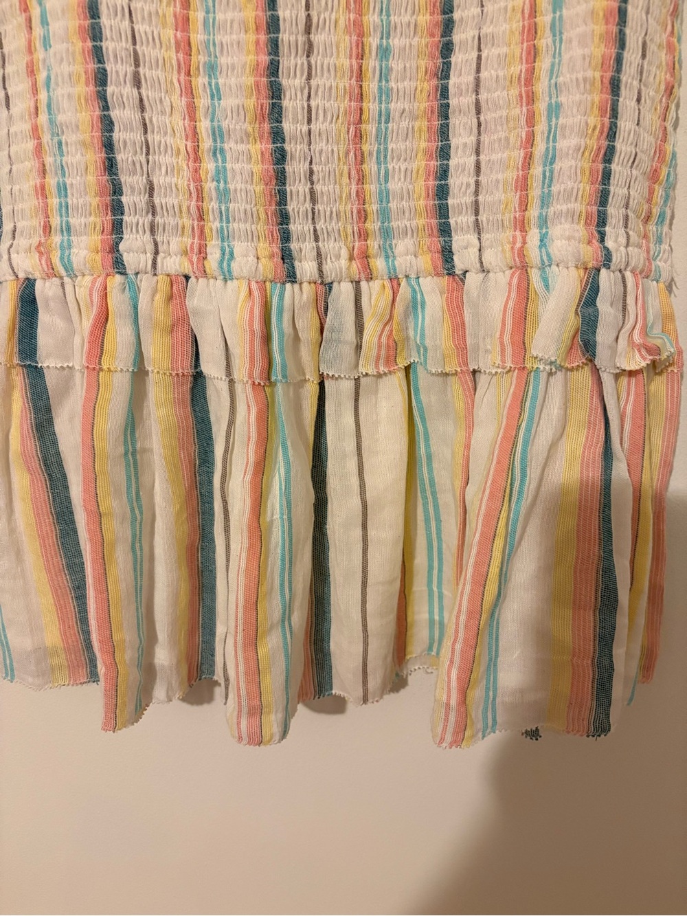 SAYLOR Dollie Mini Dress Striped Smocked Gauze Multicolor Feminine Luxury M - Picture 5 of 8